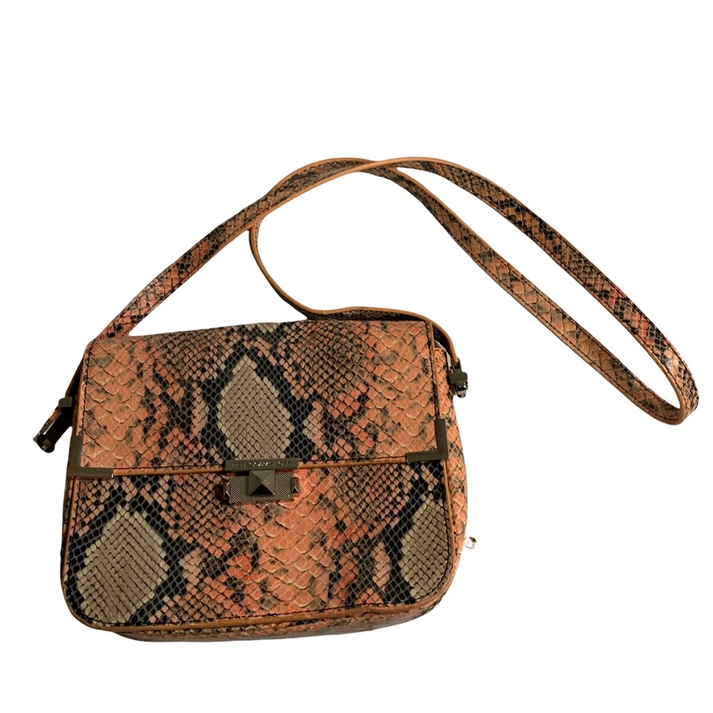 Rebecca Minkoff Orange Pink Python Snakeskin Embo… - image 1